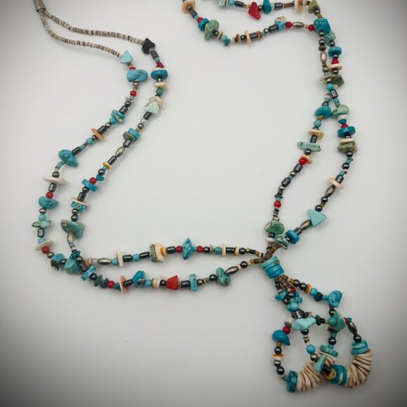 Jewelry - Mixed Stone/Bead Jacla-Style Heishi Necklace (Kewa/Santo Domingo), 28"+3", 90g